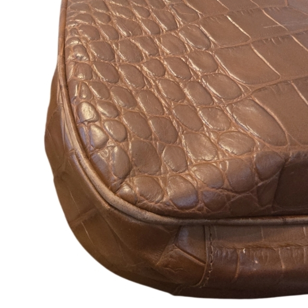 Furla Vintage Croc-Embossed Leather Dome Satchel Bag - Picture 11 of 16